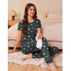 image:imageEkouaer Womens Pajama Sets Short Sleeve Lounge Sets for Women Printed Jogger Pajama Set 2 Piece Pj Sets With Pockets SXXLDark Grey Star