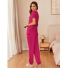 image:imageEkouaer Womens Pajama Sets Short Sleeve Lounge Sets for Women Printed Jogger Pajama Set 2 Piece Pj Sets With Pockets SXXLHot Pink