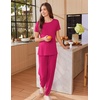 image:imageEkouaer Womens Pajama Sets Short Sleeve Lounge Sets for Women Printed Jogger Pajama Set 2 Piece Pj Sets With Pockets SXXLHot Pink