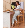image:imageEkouaer Womens Pajama Sets Short Sleeve Lounge Sets for Women Printed Jogger Pajama Set 2 Piece Pj Sets With Pockets SXXLLight Grey Star
