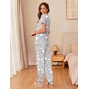 image:imageEkouaer Womens Pajama Sets Short Sleeve Lounge Sets for Women Printed Jogger Pajama Set 2 Piece Pj Sets With Pockets SXXLLight Grey Star