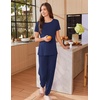 image:imageEkouaer Womens Pajama Sets Short Sleeve Lounge Sets for Women Printed Jogger Pajama Set 2 Piece Pj Sets With Pockets SXXLNavy Blue