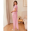 image:imageEkouaer Womens Pajama Sets Short Sleeve Lounge Sets for Women Printed Jogger Pajama Set 2 Piece Pj Sets With Pockets SXXLPink