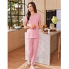 image:imageEkouaer Womens Pajama Sets Short Sleeve Lounge Sets for Women Printed Jogger Pajama Set 2 Piece Pj Sets With Pockets SXXLPink