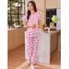 image:imageEkouaer Womens Pajama Sets Short Sleeve Lounge Sets for Women Printed Jogger Pajama Set 2 Piece Pj Sets With Pockets SXXLPink Bow