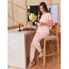 image:imageEkouaer Womens Pajama Sets Short Sleeve Lounge Sets for Women Printed Jogger Pajama Set 2 Piece Pj Sets With Pockets SXXLPink Stripe
