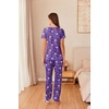 image:imageEkouaer Womens Pajama Sets Short Sleeve Lounge Sets for Women Printed Jogger Pajama Set 2 Piece Pj Sets With Pockets SXXLPurple Halloween Pattern