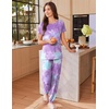 image:imageEkouaer Womens Pajama Sets Short Sleeve Lounge Sets for Women Printed Jogger Pajama Set 2 Piece Pj Sets With Pockets SXXLPurple Tiedye