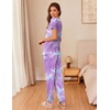image:imageEkouaer Womens Pajama Sets Short Sleeve Lounge Sets for Women Printed Jogger Pajama Set 2 Piece Pj Sets With Pockets SXXLPurple Tiedye