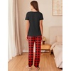 image:imageEkouaer Womens Pajama Sets Short Sleeve Lounge Sets for Women Printed Jogger Pajama Set 2 Piece Pj Sets With Pockets SXXLRed Plaid