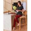 image:imageEkouaer Womens Pajama Sets Short Sleeve Lounge Sets for Women Printed Jogger Pajama Set 2 Piece Pj Sets With Pockets SXXLRed Plaid