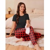 image:imageEkouaer Womens Pajama Sets Short Sleeve Lounge Sets for Women Printed Jogger Pajama Set 2 Piece Pj Sets With Pockets SXXLRed Plaid