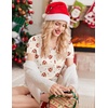 image:imageEkouaer Womens Pajama Sets Short Sleeve Pajamas for Women Sets Soft Lounge Sets Casual V Neck Sleepwear PJSChampagne Christmas Teddy