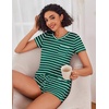 image:imageEkouaer Womens Pajama Sets Short Sleeve Pajamas for Women Sets Soft Lounge Sets Casual V Neck Sleepwear PJSGreen Stripes