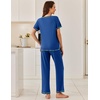 image:imageEkouaer Womens Pajama Sets Short Sleeve Pj Sets with Long Pants 2 Piece Lounge Sets Soft Summer Sleepwear SXXLSky Blue