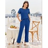 image:imageEkouaer Womens Pajama Sets Short Sleeve Pj Sets with Long Pants 2 Piece Lounge Sets Soft Summer Sleepwear SXXLSky Blue