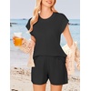 image:imageEkouaer Womens Pajamas Cap Sleeve Knit Lounge Set 2 Piece Soft Pjs Loungewear Sweater Sets