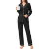 image:imageEkouaer Womens Pajamas Set 2 Piece Button Down Pjs Soft Long Sleeve Top and Pants Sleepwear Set Lounge SetsAblack