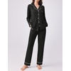 image:imageEkouaer Womens Pajamas Set 2 Piece Button Down Pjs Soft Long Sleeve Top and Pants Sleepwear Set Lounge SetsAblack