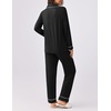 image:imageEkouaer Womens Pajamas Set 2 Piece Button Down Pjs Soft Long Sleeve Top and Pants Sleepwear Set Lounge SetsAblack