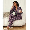 image:imageEkouaer Womens Pajamas Set 2 Piece Button Down Pjs Soft Long Sleeve Top and Pants Sleepwear Set Lounge SetsBblack Plaid