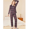 image:imageEkouaer Womens Pajamas Set 2 Piece Button Down Pjs Soft Long Sleeve Top and Pants Sleepwear Set Lounge SetsBblack Plaid