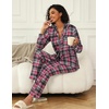 image:imageEkouaer Womens Pajamas Set 2 Piece Button Down Pjs Soft Long Sleeve Top and Pants Sleepwear Set Lounge SetsBblack Red Plaid