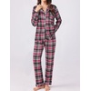 image:imageEkouaer Womens Pajamas Set 2 Piece Button Down Pjs Soft Long Sleeve Top and Pants Sleepwear Set Lounge SetsBblack Red Plaid