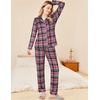 image:imageEkouaer Womens Pajamas Set 2 Piece Button Down Pjs Soft Long Sleeve Top and Pants Sleepwear Set Lounge SetsBblack Red Plaid