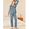 image:imageEkouaer Womens Pajamas Set 2 Piece Button Down Pjs Soft Long Sleeve Top and Pants Sleepwear Set Lounge SetsBblue Plaid