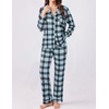 image:imageEkouaer Womens Pajamas Set 2 Piece Button Down Pjs Soft Long Sleeve Top and Pants Sleepwear Set Lounge SetsBblue Plaid