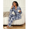 image:imageEkouaer Womens Pajamas Set 2 Piece Button Down Pjs Soft Long Sleeve Top and Pants Sleepwear Set Lounge SetsBdeep Blue Plaid