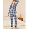 image:imageEkouaer Womens Pajamas Set 2 Piece Button Down Pjs Soft Long Sleeve Top and Pants Sleepwear Set Lounge SetsBdeep Blue Plaid