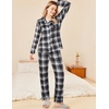 image:imageEkouaer Womens Pajamas Set 2 Piece Button Down Pjs Soft Long Sleeve Top and Pants Sleepwear Set Lounge SetsBgrey Plaid
