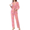 image:imageEkouaer Womens Pajamas Set 2 Piece Button Down Pjs Soft Long Sleeve Top and Pants Sleepwear Set Lounge SetsBig Pink Flowers