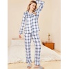 image:imageEkouaer Womens Pajamas Set 2 Piece Button Down Pjs Soft Long Sleeve Top and Pants Sleepwear Set Lounge SetsBlight Blue Plaid