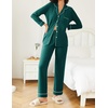 image:imageEkouaer Womens Pajamas Set 2 Piece Button Down Pjs Soft Long Sleeve Top and Pants Sleepwear Set Lounge SetsBlue Green