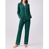 image:imageEkouaer Womens Pajamas Set 2 Piece Button Down Pjs Soft Long Sleeve Top and Pants Sleepwear Set Lounge SetsBlue Green