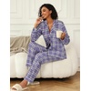 image:imageEkouaer Womens Pajamas Set 2 Piece Button Down Pjs Soft Long Sleeve Top and Pants Sleepwear Set Lounge SetsBpurple Plaid