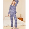 image:imageEkouaer Womens Pajamas Set 2 Piece Button Down Pjs Soft Long Sleeve Top and Pants Sleepwear Set Lounge SetsBpurple Plaid