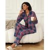 image:imageEkouaer Womens Pajamas Set 2 Piece Button Down Pjs Soft Long Sleeve Top and Pants Sleepwear Set Lounge SetsBred Green Plaid