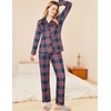 image:imageEkouaer Womens Pajamas Set 2 Piece Button Down Pjs Soft Long Sleeve Top and Pants Sleepwear Set Lounge SetsBred Green Plaid