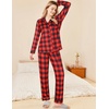 image:imageEkouaer Womens Pajamas Set 2 Piece Button Down Pjs Soft Long Sleeve Top and Pants Sleepwear Set Lounge SetsBred Plaid