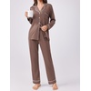 image:imageEkouaer Womens Pajamas Set 2 Piece Button Down Pjs Soft Long Sleeve Top and Pants Sleepwear Set Lounge SetsBrown