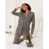 image:imageEkouaer Womens Pajamas Set 2 Piece Button Down Pjs Soft Long Sleeve Top and Pants Sleepwear Set Lounge SetsBrown Leopard