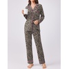 image:imageEkouaer Womens Pajamas Set 2 Piece Button Down Pjs Soft Long Sleeve Top and Pants Sleepwear Set Lounge SetsBrown Leopard