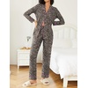 image:imageEkouaer Womens Pajamas Set 2 Piece Button Down Pjs Soft Long Sleeve Top and Pants Sleepwear Set Lounge SetsBrown Leopard