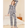 image:imageEkouaer Womens Pajamas Set 2 Piece Button Down Pjs Soft Long Sleeve Top and Pants Sleepwear Set Lounge SetsBwhite Black Plaid