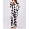 image:imageEkouaer Womens Pajamas Set 2 Piece Button Down Pjs Soft Long Sleeve Top and Pants Sleepwear Set Lounge SetsBwhite Black Plaid