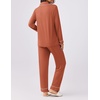 image:imageEkouaer Womens Pajamas Set 2 Piece Button Down Pjs Soft Long Sleeve Top and Pants Sleepwear Set Lounge SetsCaremel